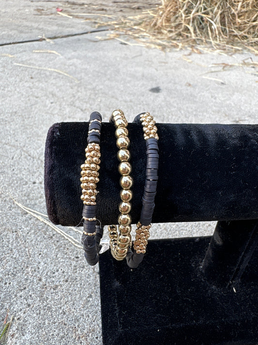 Black and Gold Bracelet Stack