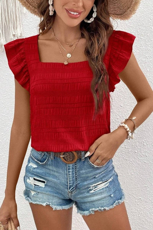Square Neck Red Tank