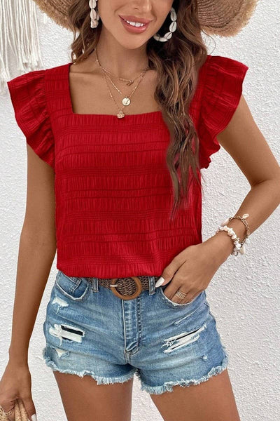 Square Neck Red Tank