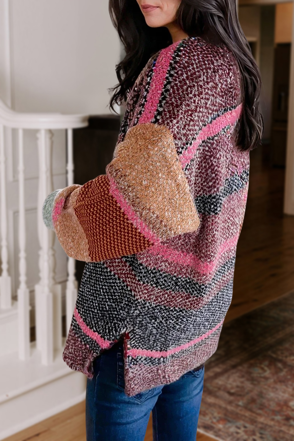 Multicolor Stripe Chunky Cardigan