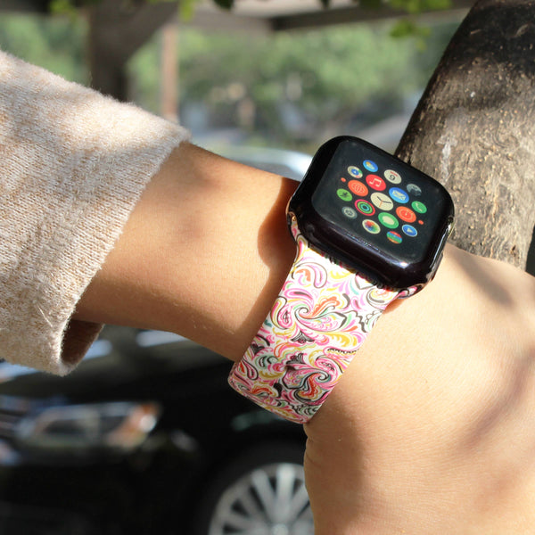 Paisley Printed Silicone Bands Apple Watch: 42/44/45mm