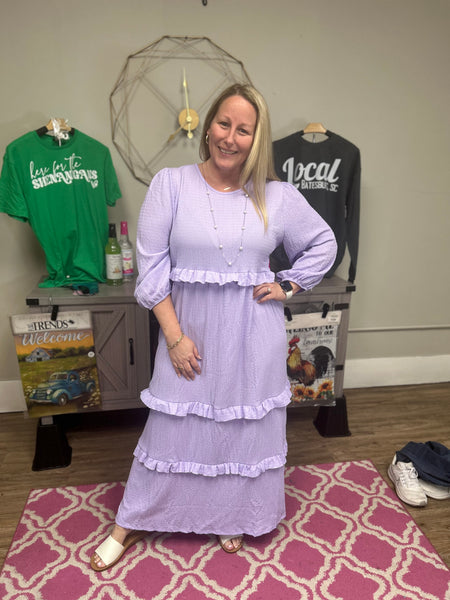 Lilac Tiered Midi Dress