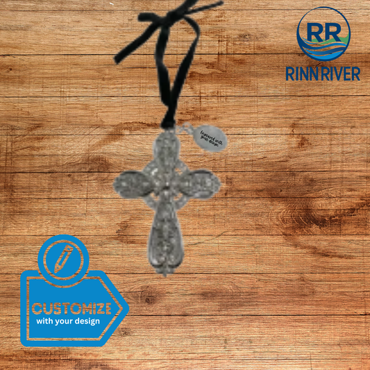 Christmas 3D Cross Ornament with Engraving Tag