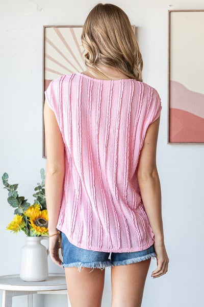 Textured Cap Sleeve Top Sage