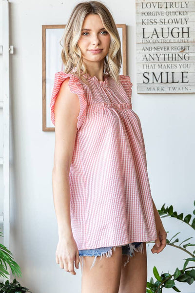 Ruffle Mock Neck Top Peach