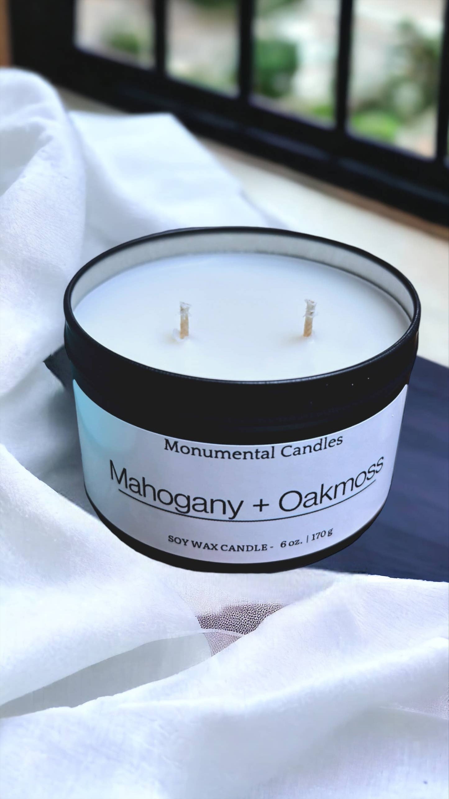 Mahogany + Oakmoss (Men Scent - 6 oz Matte Black Tin Candles