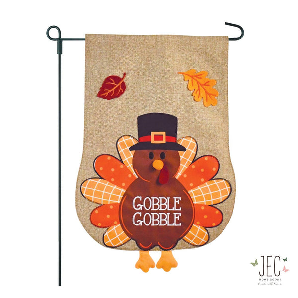 Thanksgiving Turkey Burlap 2-Sided Garden Flag