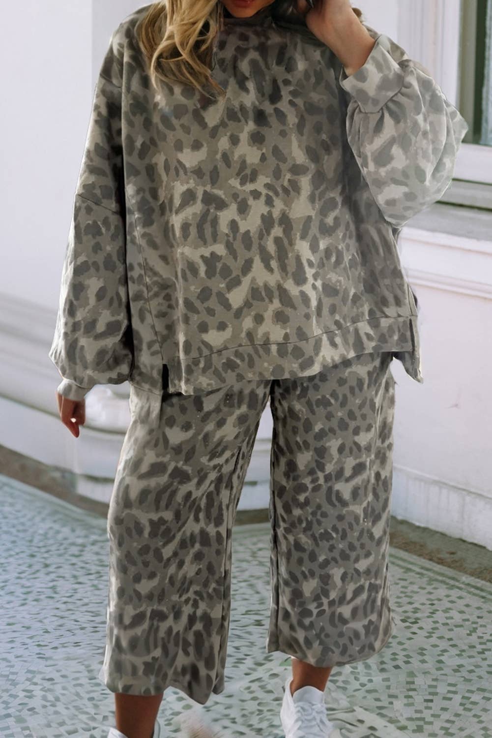 Leopard Raw Seam Patchwork Set