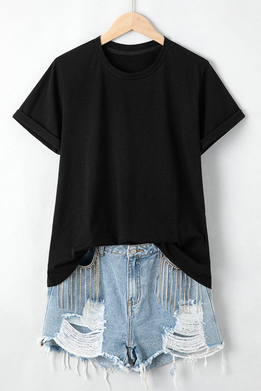 Plain Crew Neck Short Sleeve Tee