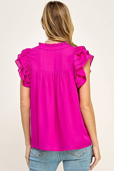 Fuchsia V-Neckline Blouse