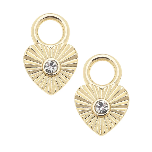 Rhinestone Fluted Heart Huggie Charm