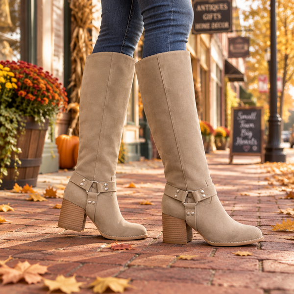 The Hollie | Taupe Knee High Suede Boot