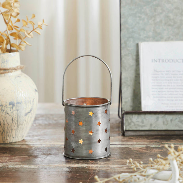 Twinkling Star Brushed Metal Candle Holder