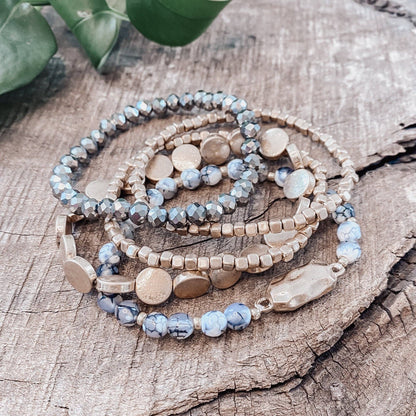 Gold Nugget Boho Beaded Bracelets Stack
