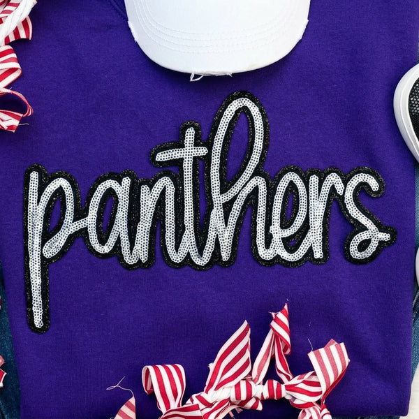 Panthers Sequin Crew: Silver