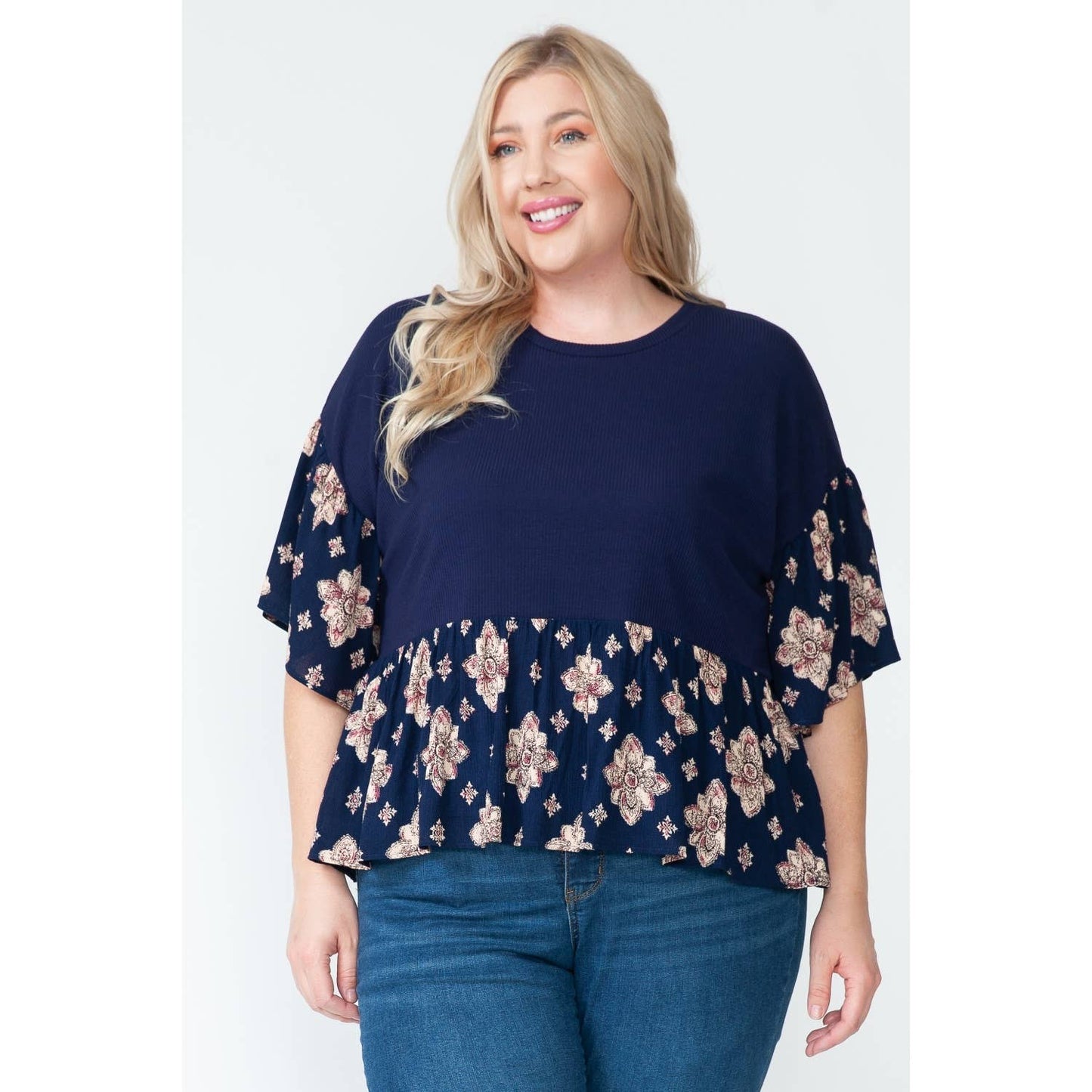 Navy Paisley Top*