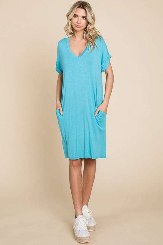 PASTEL TEAL T SHIRT DRESS