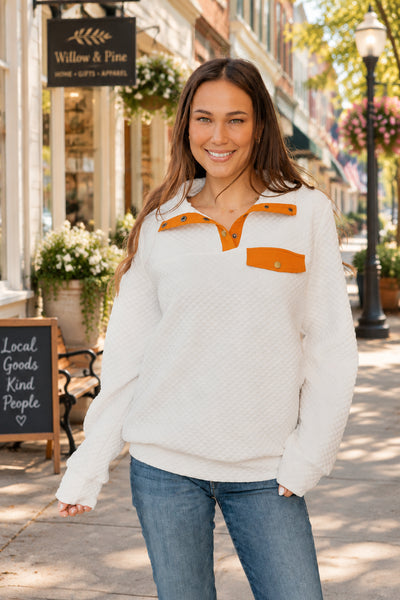 Kennedy Quilted Pullover Ivory