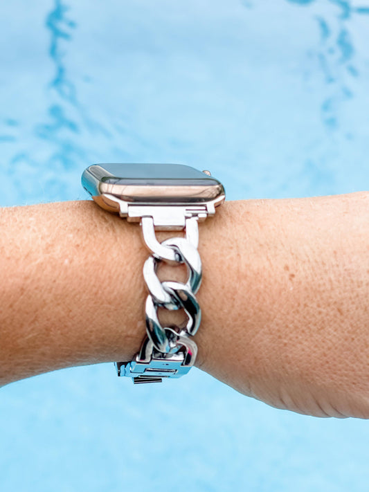"Stunning Stella" Silver Stainless Watch Band: 42/44/45