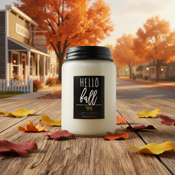 26 oz Farmhouse Jar Fall Candle: Hello Fall