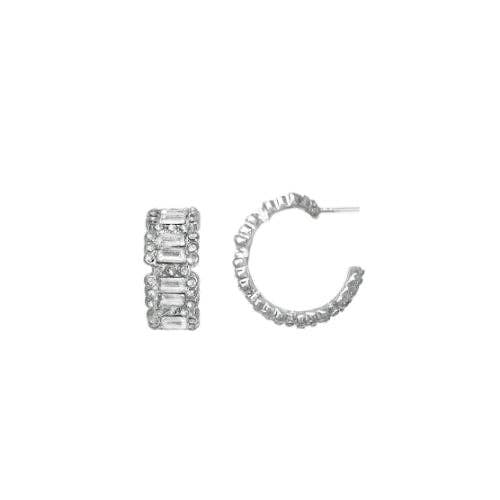 Baguette Rhinestone .5" Hoop Earring