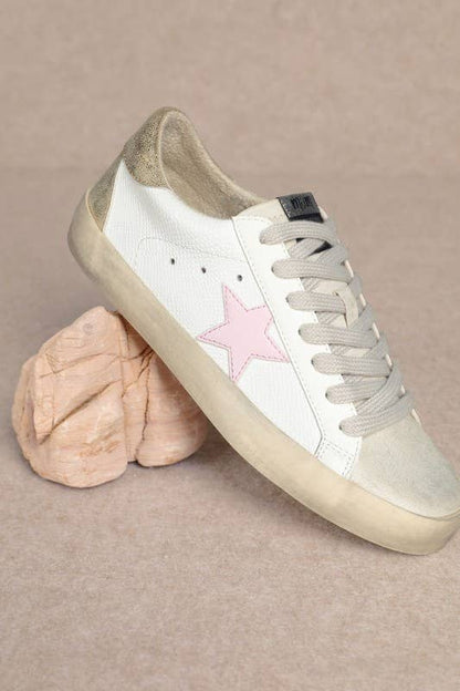 SOFIA WHITE AND PINK STAR SNEAKER*