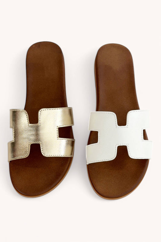 Gold Sandals Cut-Out Design