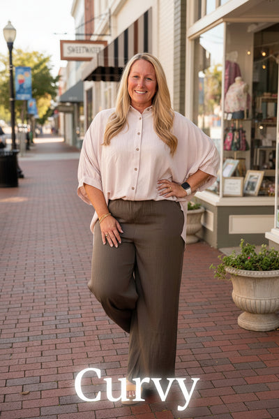 Taupe Oversized Button-Down Shirt