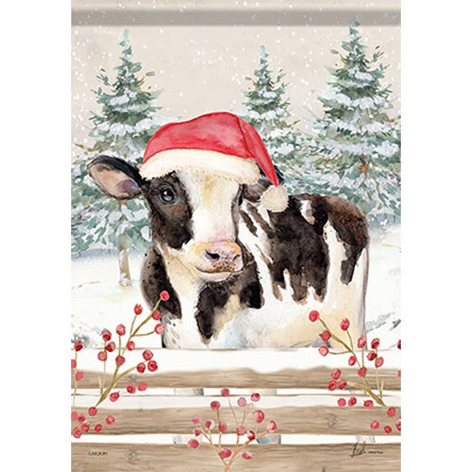 Garden Flag: Christmas Cow