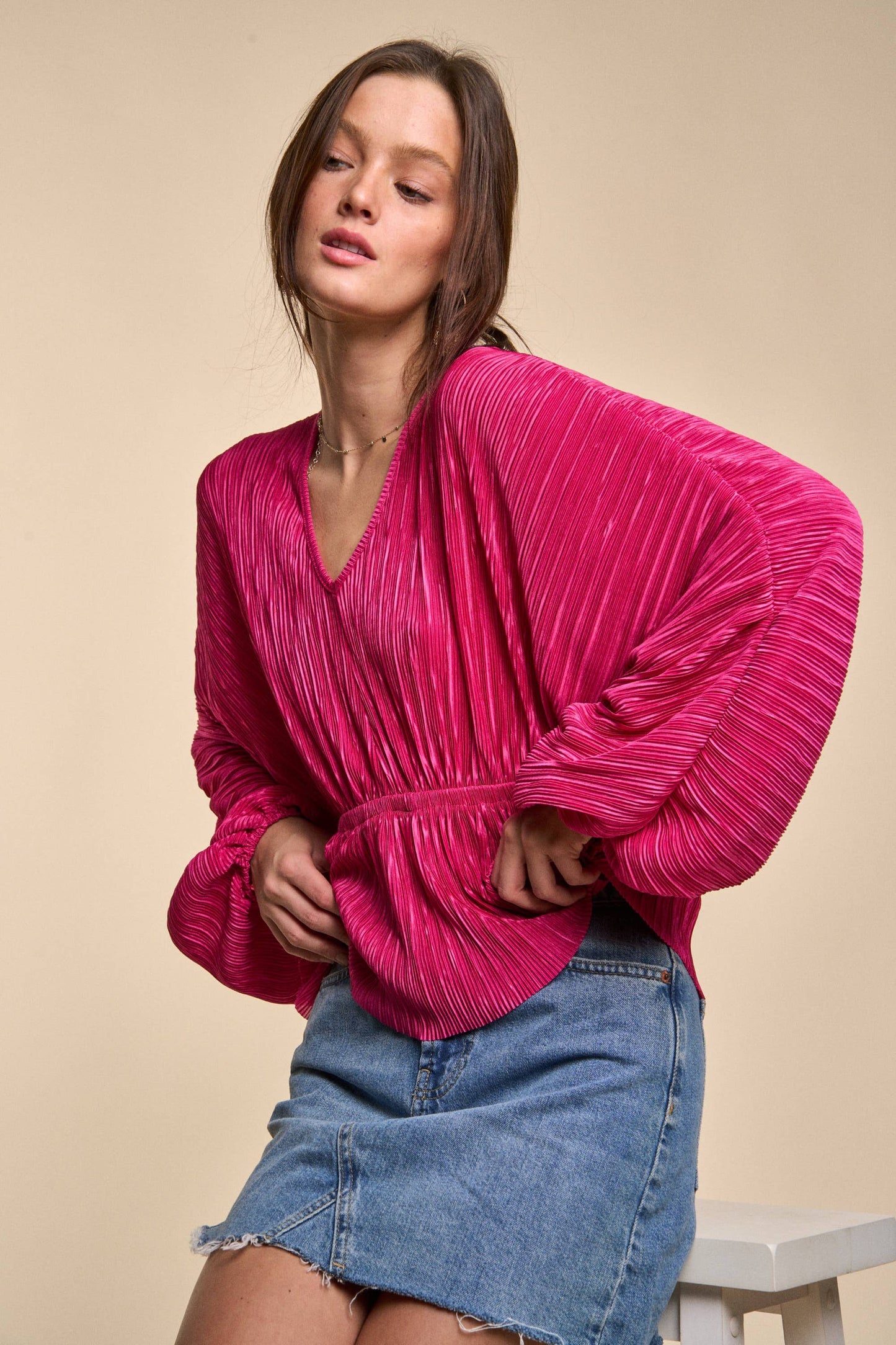 Black Contemporary Ribbed Top
