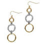 Gold and Silver Pave Triple Drop 2" Earring