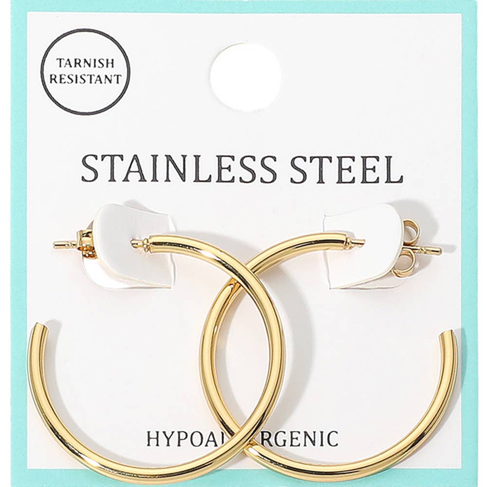 Gold Stainless Steel Hoop Earring