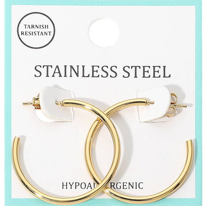 Gold Stainless Steel Hoop Earring