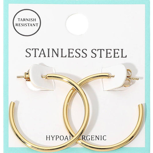 Gold Stainless Steel Hoop Earring