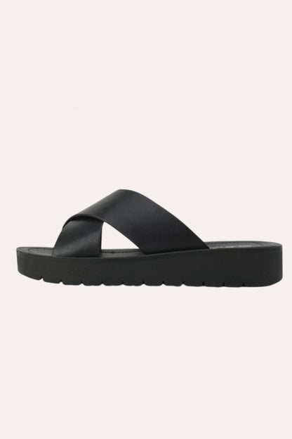 Soda Cross Strap Sandals Brown