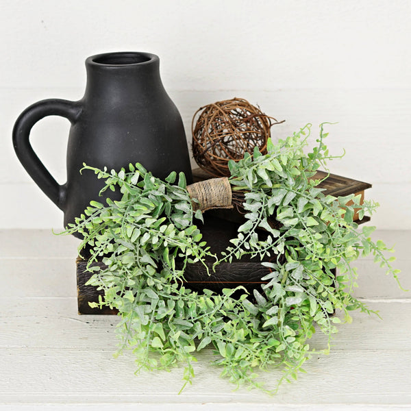 Heart Wreath-Flocked soft touch Fern 14"