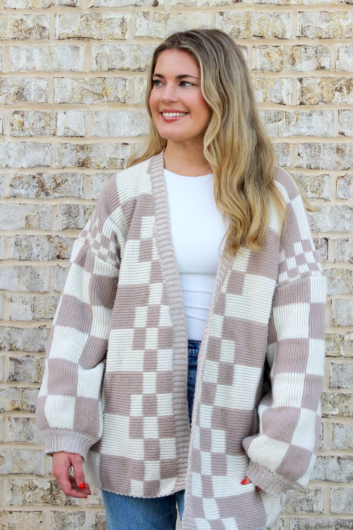 Flora Oversized Checkered Cardigan