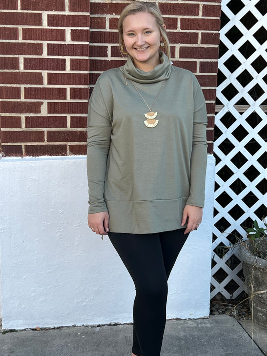 Jungle Green Cowl Neck Tunic*