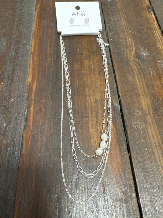 Triple Pearl Layered Necklace