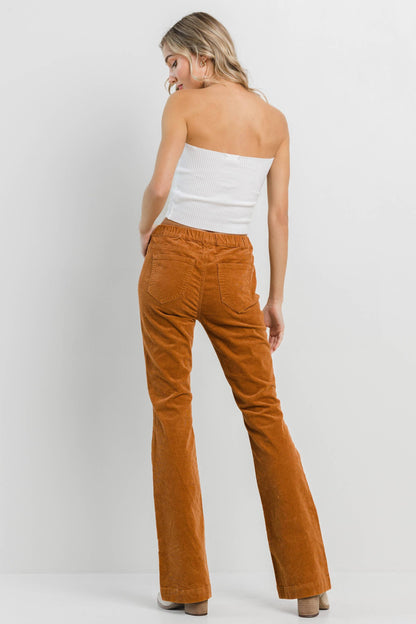 Caramel Corduroy Pull On Flare