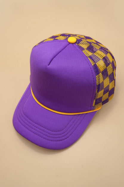 FOAM FRONT CHECKERED MESH BACK TRUCKER HAT