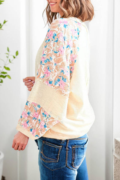 Apricot Floral Balloon Pullover*
