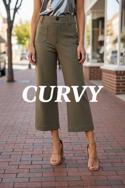 Olive Stretch Knit Cropped Wide Leg Pants