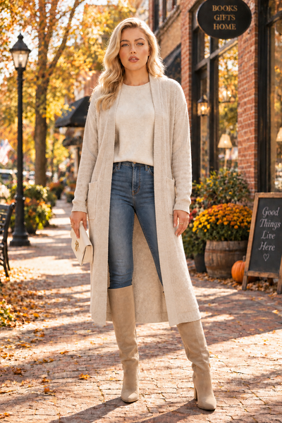 Oatmeal Sweater + Midi Cardigan Set