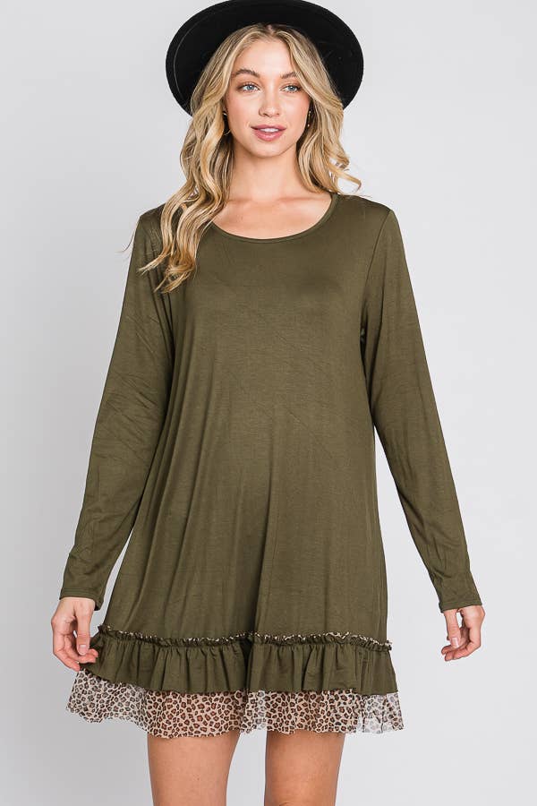 Olive Long Sleeve Tunic Dress