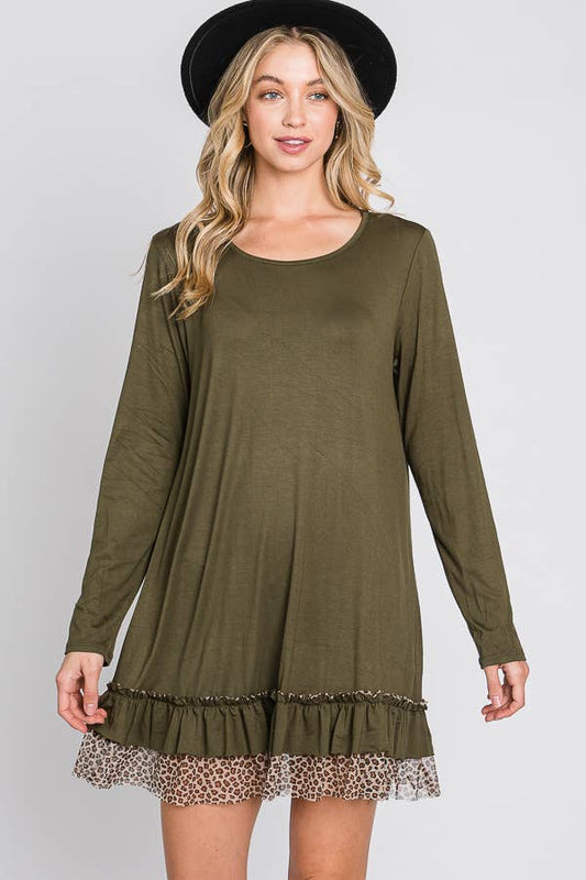 Olive Long Sleeve Tunic Dress