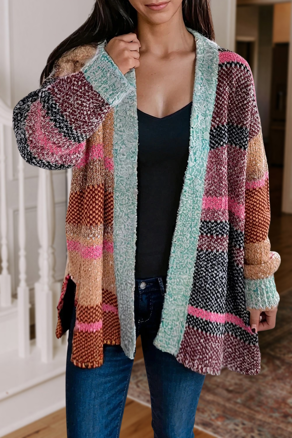 Multicolor Stripe Chunky Cardigan