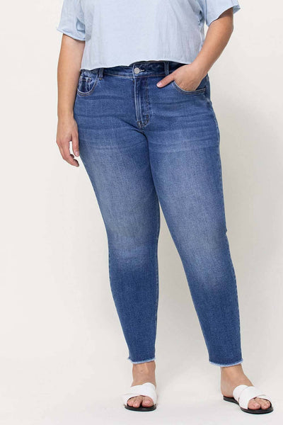 Vervet Mid Rise Raw Hem Crop Skinny Jeans