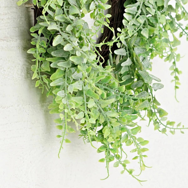 Heart Wreath-Flocked soft touch Fern 14"