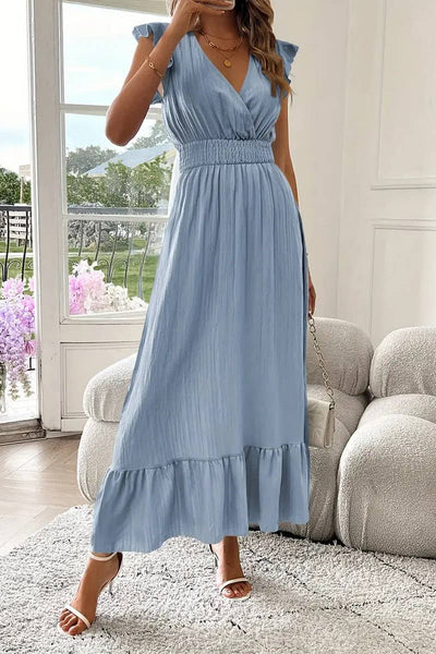 Summer V-Neck Maxi Dress Navy